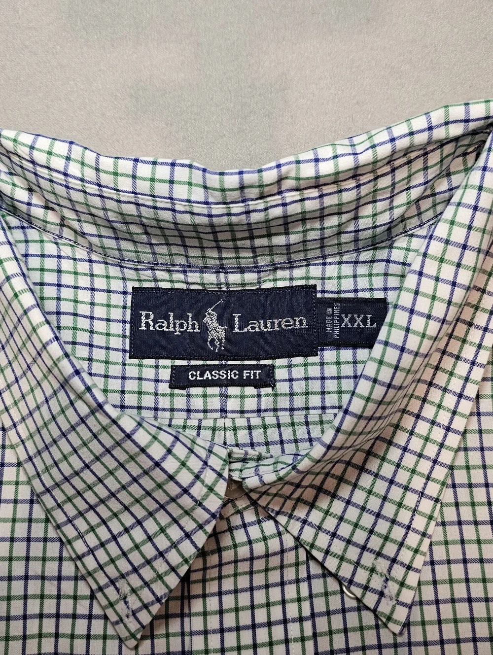 Polo by Ralph Lauren Green and White Mini-Check‎ Button-Down Shirt Size XXL